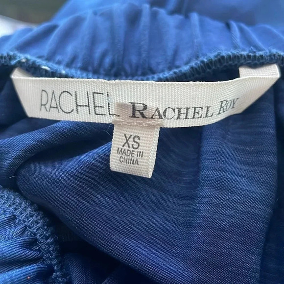 Rachel Roy Ruffled Shift Dress Off the shoulder Navy Women’s size XS NWT Stretch - Picture 5 of 13
